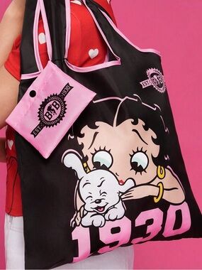 Betty Boop 1930 Foldable Tote Bag with Matching Storage Pouch 13x14
